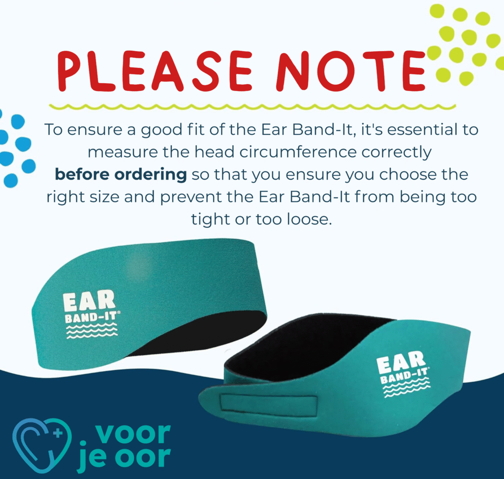 Warning pop-up about choosing the right size Ear Band-It swimming headband