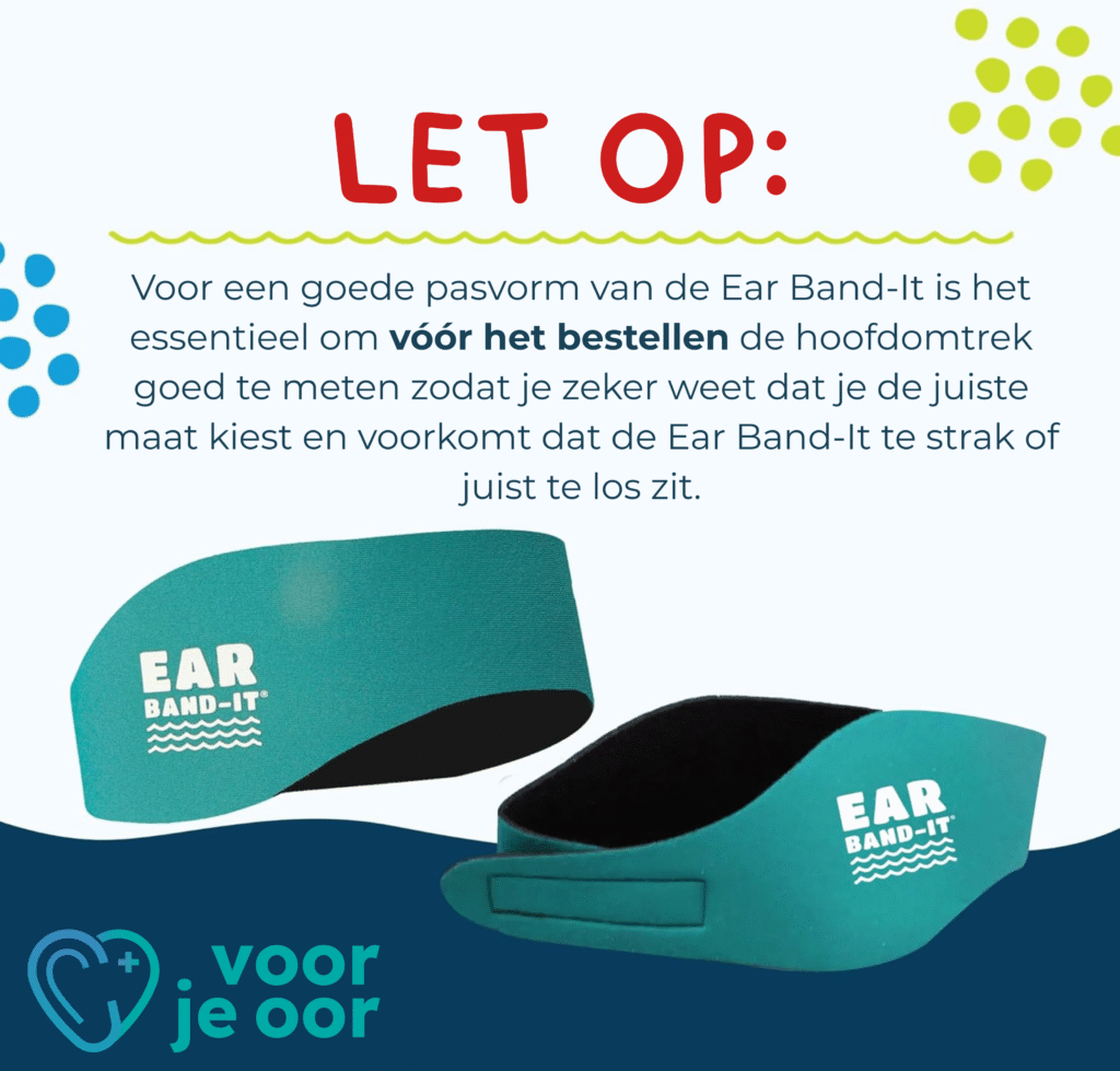 Waarschuwingspop-up over het kiezen van de juiste maat Ear Band-It zwemhoofdband